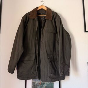 Claiborne Olive Green Field Jacket with Brown suede Collar